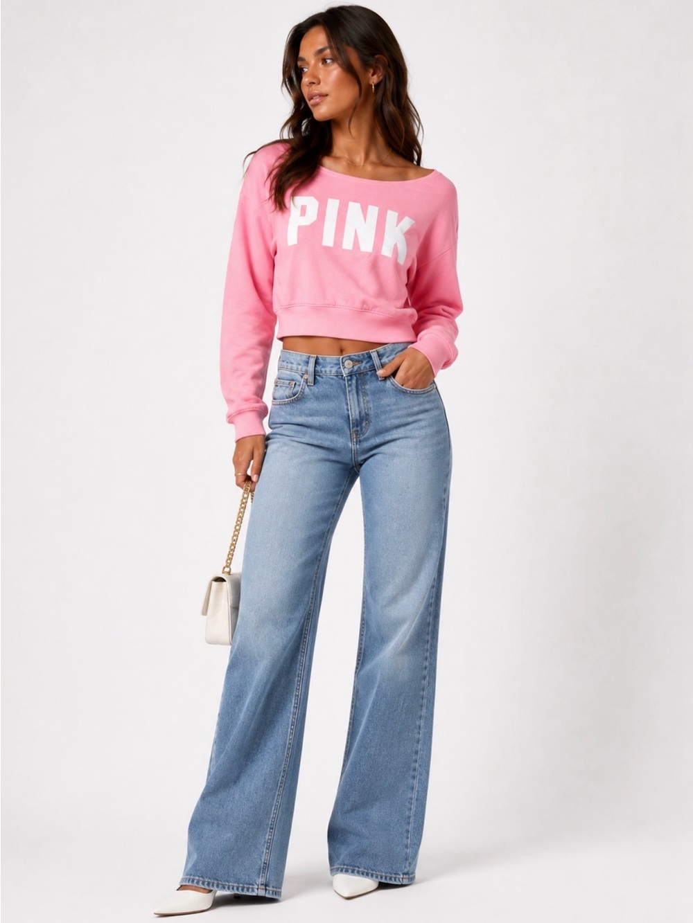 PINK Victoria's Secret Cropped Pink Sweatshirt